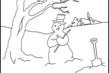 Winter Coloring Sheets 7 Snowman By A House