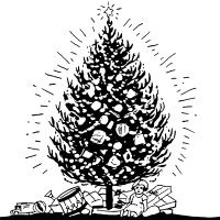 Black and White Christmas Tree Clip Art