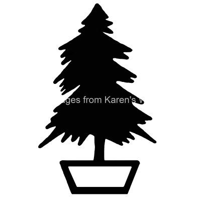 Black And White Christmas Tree Clip Art 1