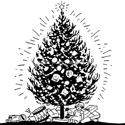 Black And White Christmas Tree Clip Art 3
