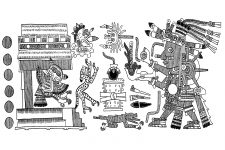 Aztec Gods 7 God of the Sun before a Temple