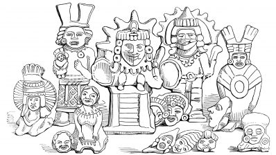 Aztec Empire 6 Clay Figures