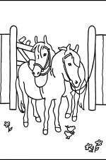 Farm Animals Coloring Pages 8 - Horses And Birds