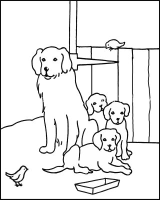 Farm Animals Coloring Pages 11 Dog And Pups
