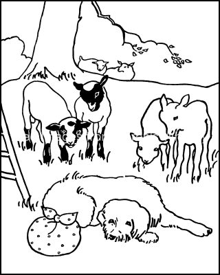 Farm Animals Coloring Pages 3 Dog And Lambs