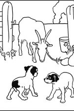 Coloring Pages Of Cute Animals 9 Pups With A Goat