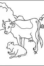 Coloring Pages For Farm Animals 5 Cow with a Little Calf