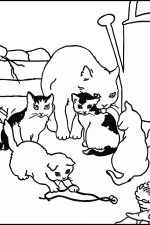 Coloring Pages For Farm Animals 8 Cat With Kittens
