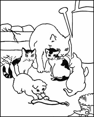 Coloring Pages For Farm Animals 8 Cat With Kittens