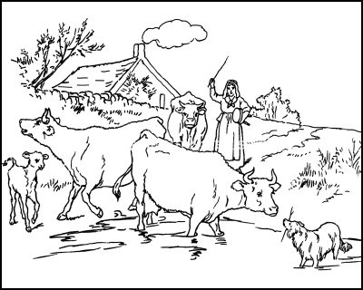 Coloring Pages Of Animals 2 Cows And Dog