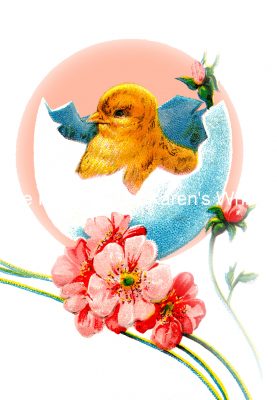Baby Chicks 4 - Chick With Pink Flowers