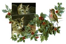 Clipart Images of Christmas 3 - Kittens and Bird