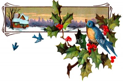 Clipart Images of Christmas 4 - Bird and Holly
