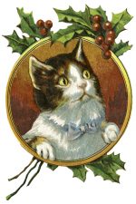 Free Christmas Clipart Images 10 -Cat and Holly