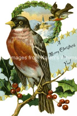 Free Images of Christmas 9 - Birds and Wreath