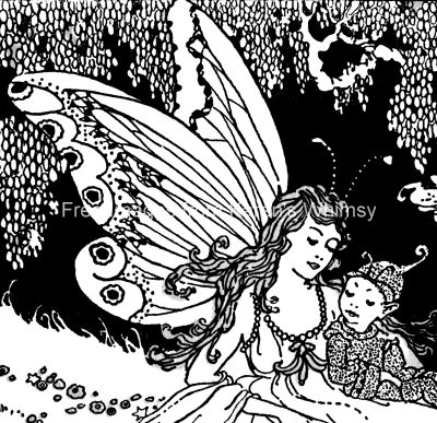 Pictures of Fairies 5 - Fairy in Woods with Imp