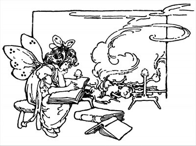 Fairy Clipart 4 - Fairy Reads by the Fire