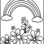 Rainbow Coloring Sheets 1 Rainbow With Flowers