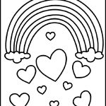 Rainbow Coloring Sheets 4 Rainbow With Hearts