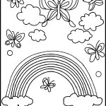 Rainbow Coloring Sheets 9 Rainbow And Butterflies