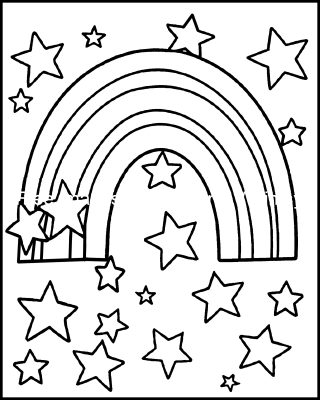 Rainbow Coloring Sheets 6 Rainbow With Stars