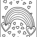 Rainbow Coloring Pages 4 Rainbow With Hearts