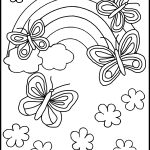 Rainbow Coloring Pages 9 Rainbow With Butterflies
