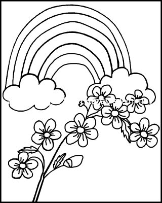 Rainbow Coloring Pages 1 Rainbow With Flowers