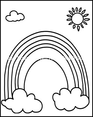 Rainbow Coloring Pages 3 Rainbow With Sun