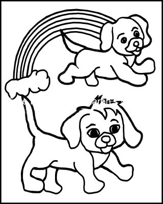 Rainbow Coloring Pages 7 Rainbow With Puppies