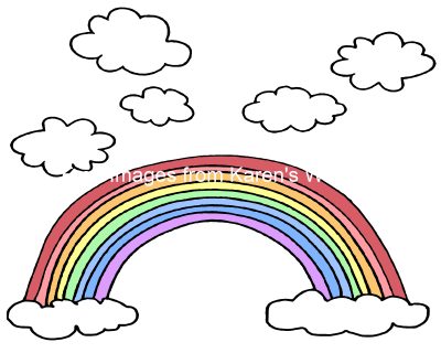 Rainbow Clip Art 1 - Rainbow with Clouds
