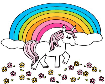 Rainbow Clip Art 2 - Rainbow with a Unicorn