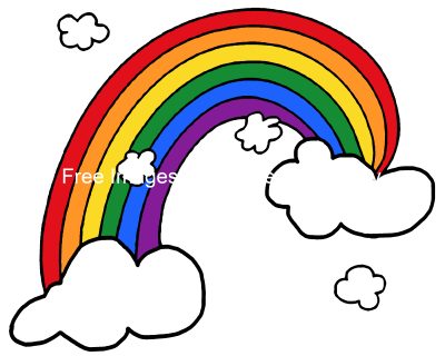 Rainbow Clip Art 9 - Rainbow with Clouds
