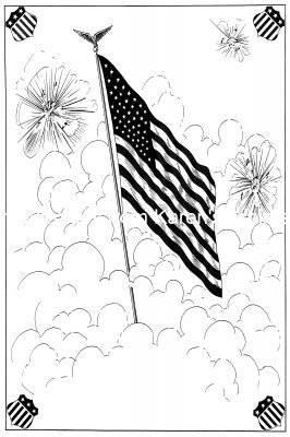 Us Flag In Black And White 1