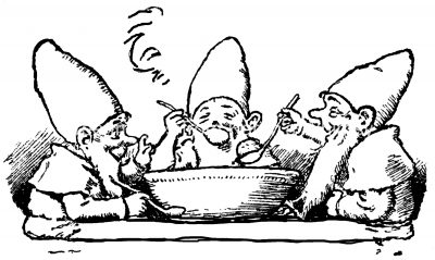 Gnome Illustrations 7 - Gnomes Eating Soup
