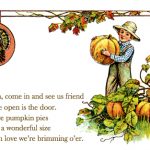 Thanksgiving Greetings 2 - Boy Holding Pumpkin