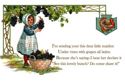 Thanksgiving Greetings 4 - Girl Picking Grapes
