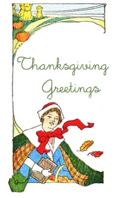 Thanksgiving Greeting Cards 4 - Girl in Cape