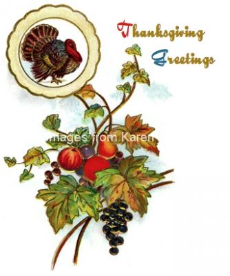 Happy Thanksgiving Greetings 5 - Fall Foliage and Fruits