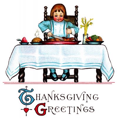 Thanksgiving Clip Art Free 2 - Child Enjoys Feast