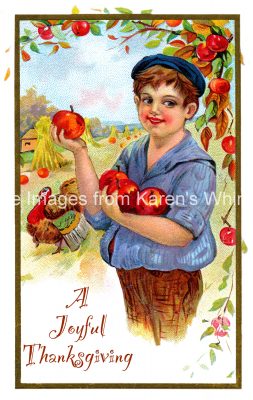 Free Thanksgiving Pictures 4 - Boy Picks Apples