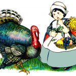 Thanksgiving Pictures 3 - Pilgrim Girl and Turkey