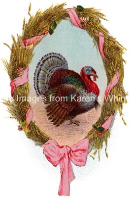 Thanksgiving Turkey 6 - Turkey and Straw Wreath