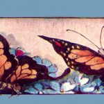 Drawings of Butterflies 2 - Blue Border with Monarch Butterflies