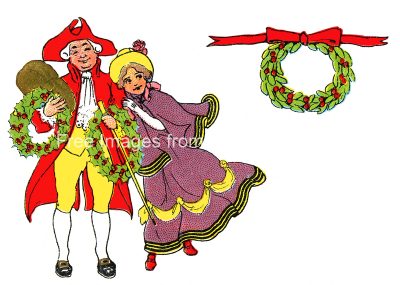 Christmas Drawings 2 - Couple Holding Wreaths