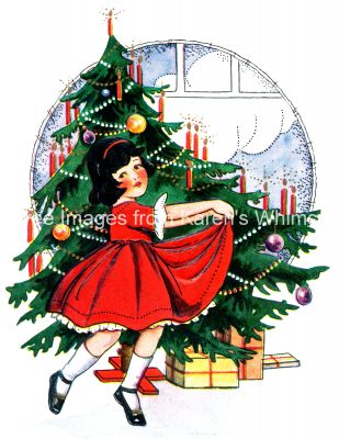 Christmas Tree Pictures 1- Girl Dancing Round Tree