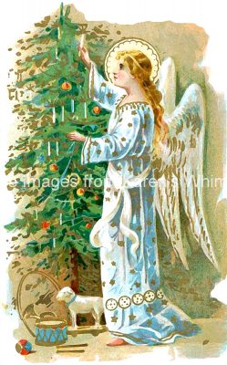 Christmas Trees 4 - Angel Decorates Tree