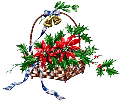 Christmas Holly 2 - Basket of Poinsettia