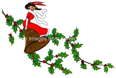 Christmas Holly 3 - Girl on a Bell