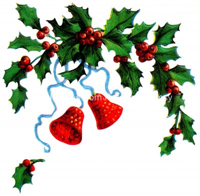 Holly Leaves 6 - Red Berries and Bells